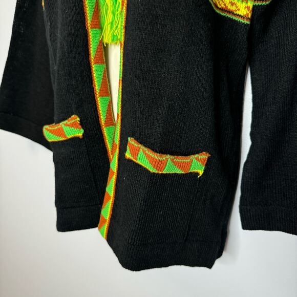 Helen Sue Vtg 70s Southwest Motifs Print Cardigan Tassel Tie Closure Bohemian - Picture 5 of 14